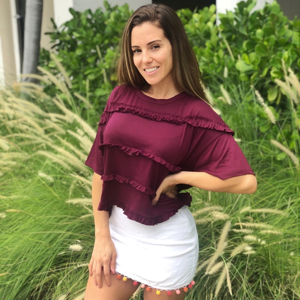 NWT Ruffle Wide midi crop top